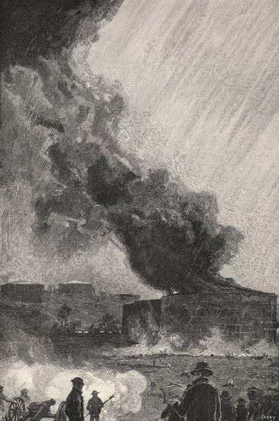 A Burning Oil Tank, capacity 3500 barrels, from 